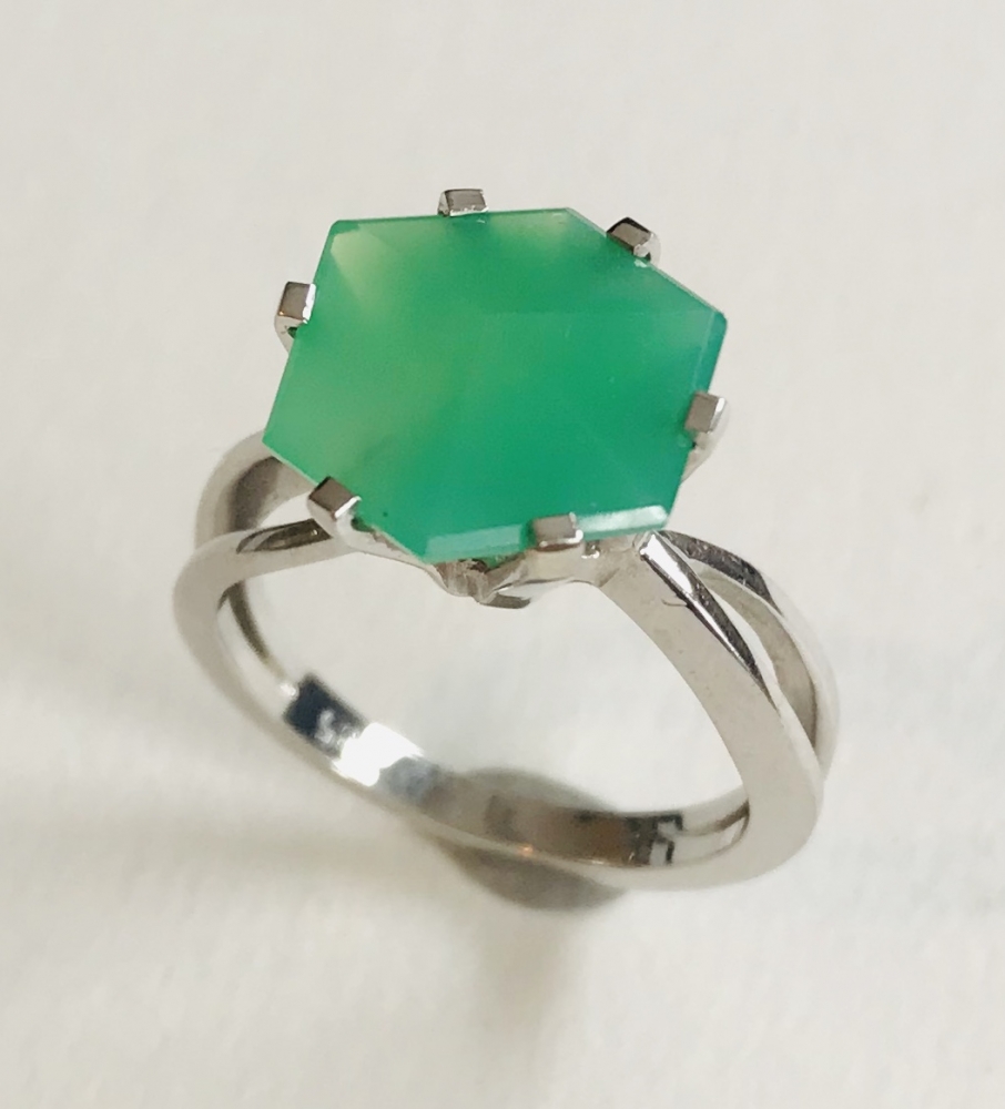 Chrysopras Damen Ring 585 WG